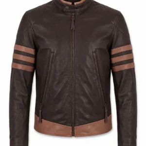Brown Two-Tone Biker Leather Jacket