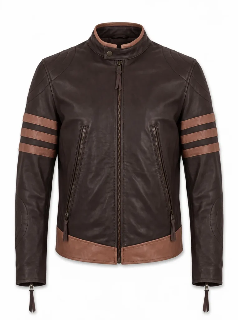 Brown Two-Tone Biker Leather Jacket